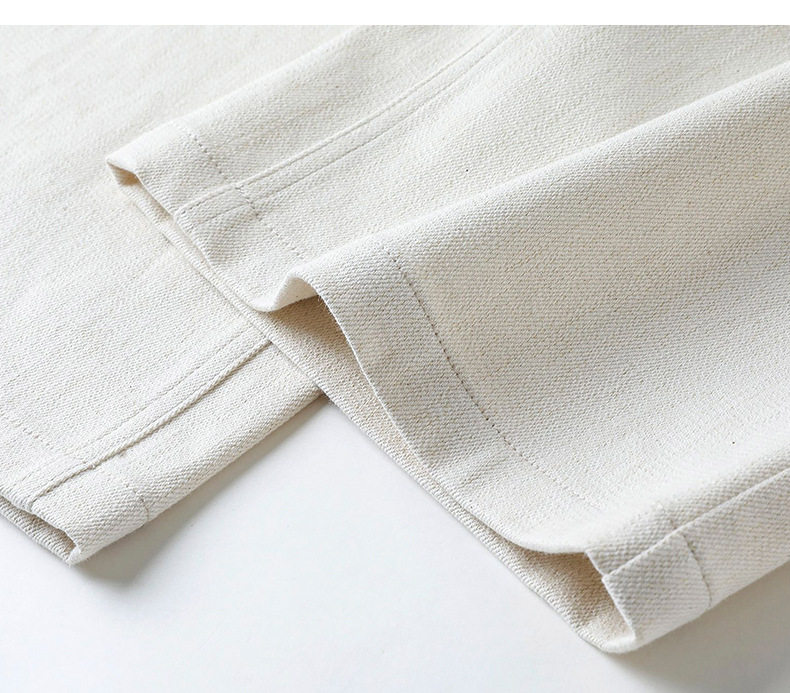 Quần ống rộng lưng cao phong cách tối giản, form suông đứng, dài chân, chất cotton — trắng chi tiết 17