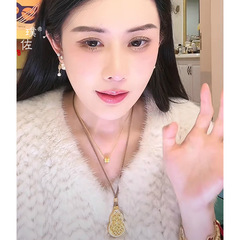 韋雪同款沙金diy配件鑲鑽佛佑葫蘆吊墜項鍊可開合新中式毛衣鏈女