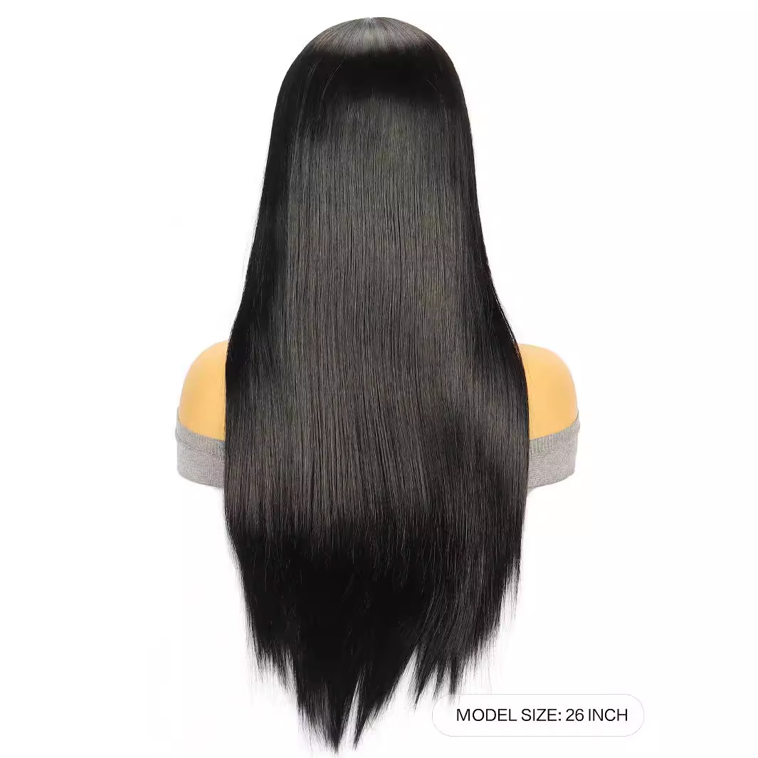 Transfronterizo europeo y americano de encaje 13*4 de las mujeres de largo pelo recto frontal de encaje medio punto de fibra química tocado xuchang pelucas de fábrica