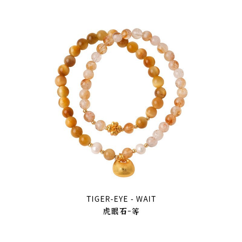晗珞~库克蜜蜡蓝晶串珠双层手链甜美时尚气质手串轻奢高级感手饰|undefined