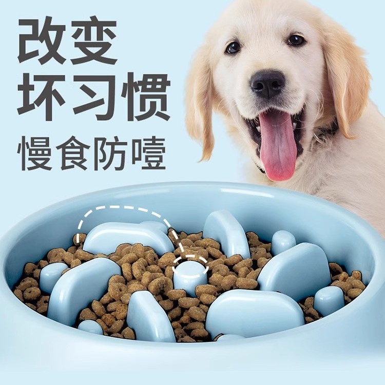 강아지 슬로우 푸드 그릇, 강아지 그릇, 슬로우 푸드 그릇, 애완동물 넘어짐 방지 및 질식 방지 그릇, 소형 및 대형견 래브라도 대형 밥그릇