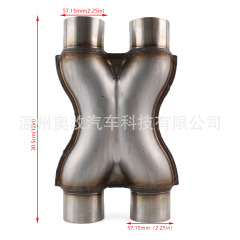 Factory direct sales 2.25 "/2.5"/3.0 "stainless steel exhaust pipe X-type universal adapter muffler exhaust nozzle
