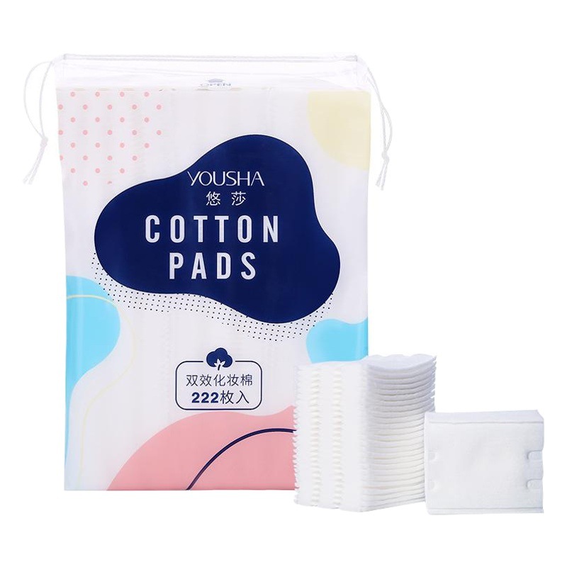 Yousha sándwich cosmético algodón hoja 222 piezas estiramiento bolsa doble efecto cosmético algodón hoja de fábrica al por mayor YV119