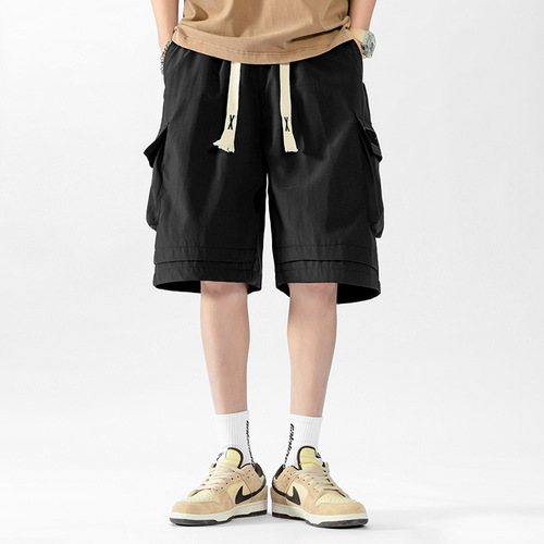 American Loose Plus Size Workwear Casual Shorts Men Summer Sports Five-Pocket Wide Leg Multi-Pocket Straight Leg Shorts