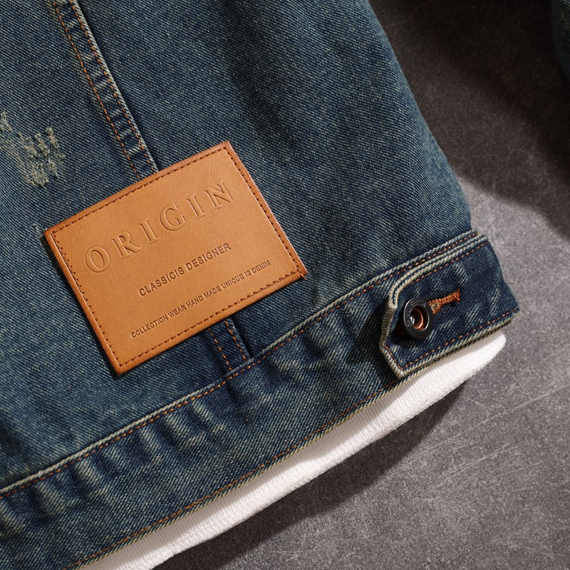 Herr denimjacka retro höst vinter tvättad slim trendig stil_voghion.com