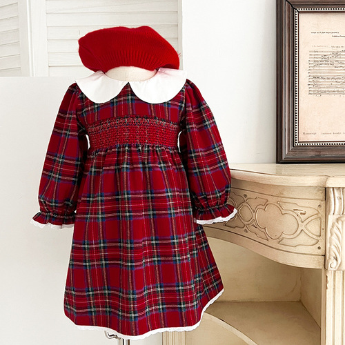 Girls' Christmas Dress for Baby Girls Spring and Autumn Long Sleeve Baby Crawling Suit First Birthday Dress Sister Set