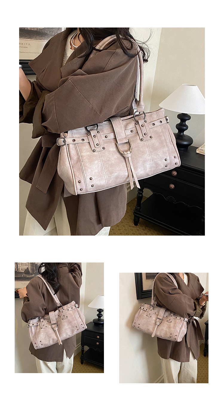 Studded Double Handle Spacious Vintage Tote Bag 15
