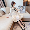 Lace skirt, white dress with bow, small princess costume, suitable for teen, 2021 collection