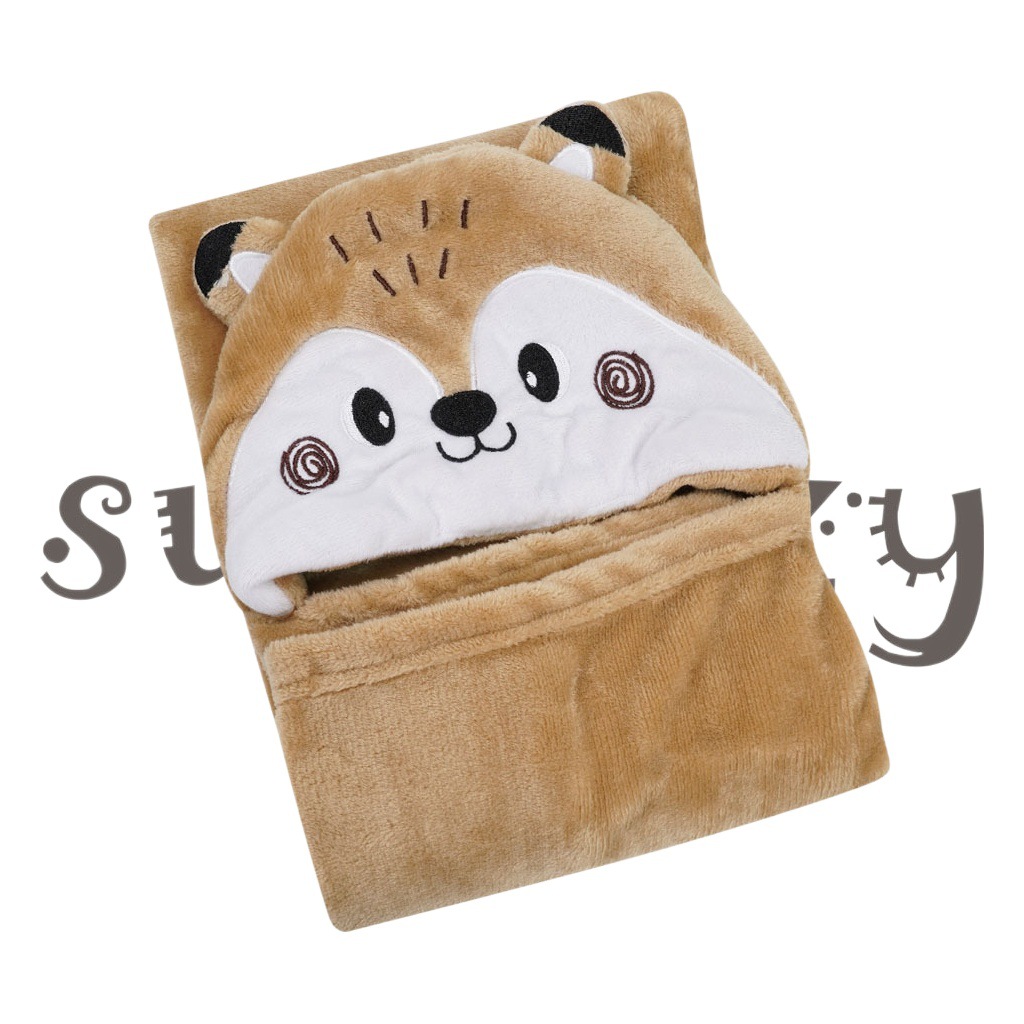 Manta de Coral para Bebés Sunnozy, Universal para Todas las Estaciones, con Capucha, Diseño de Dibujos Animados, Suave