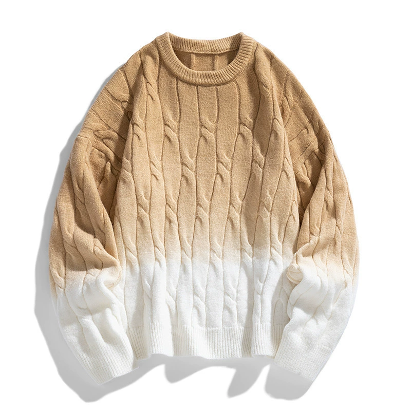 Сплошной свитер с круглым вырезом мужской вязаный свитер зимой утолщение и тепло новый тренд свободный рукав плечо ретро