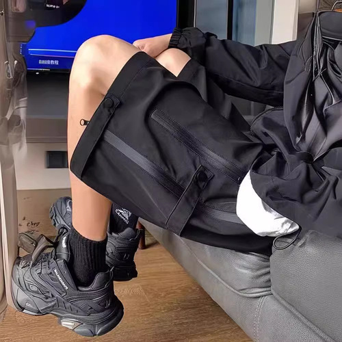 Selected Summer Trend Brand Waterproof Quick-Dry Work Short Pants Men Black American Casual Loose Five-Finger Pants