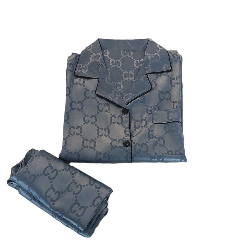 2025 pijamas nuevos para hombre, primavera y otoño, manga larga, seda helada, talla grande, conjunto de dos piezas, ropa fina de seda para el hogar de verano