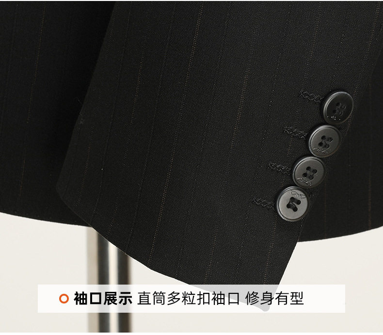 Bộ vest nam ba mảnh ve nhọn cài khuy đôi dáng ôm — Sọc đen quý ông (áo + quần), Sọc đen quý ông (áo + vest + quần) chi tiết 24