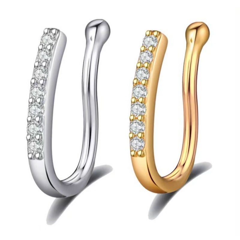Amazon Hot Sale Nose Clip Non-Piercing Clip-on Nose Ring CZ Gold Plated Copper Nose Jewelry detail image 7