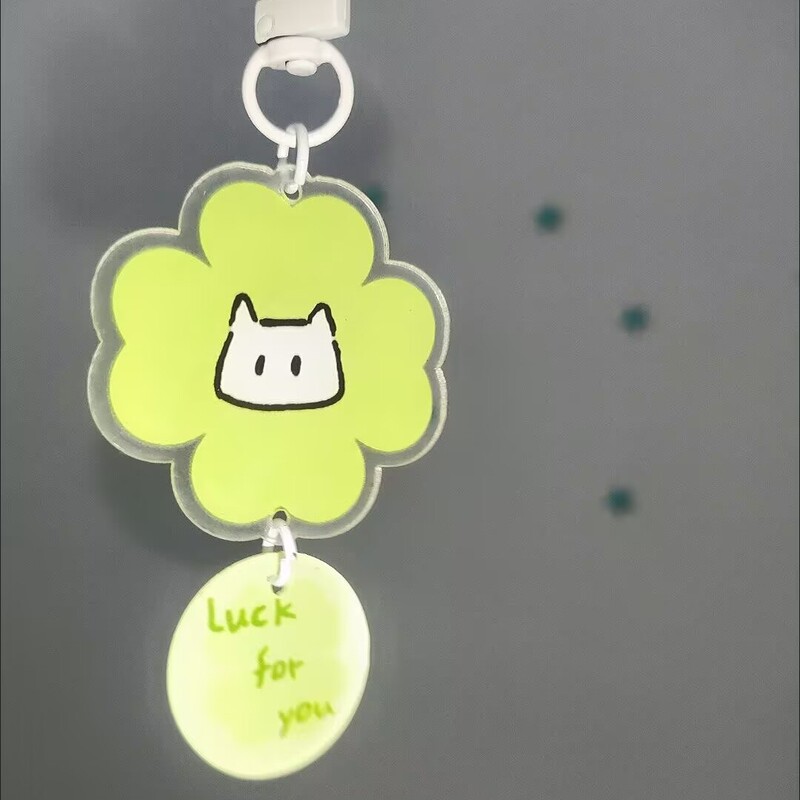 Little Red Book's Same Lucky Cat Four-Leaf Clover Pendant Acrylic Cute School Bag Cartoon Pendant as a Gift for Besties Little Red Book's Same Lucky Cat Four-Leaf Clover Pendant Acrylic Cute School Bag Cartoon Pendant as a Gift for Besties