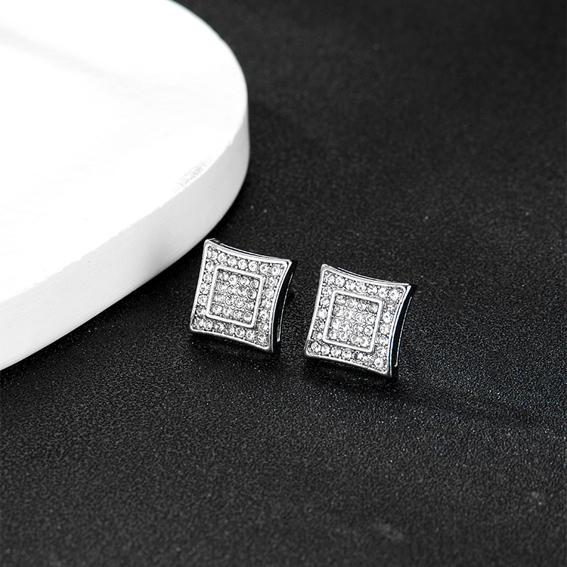 Earrings, three-dimensional niche style, versatile alloy full diamond earrings for women_voghion.com