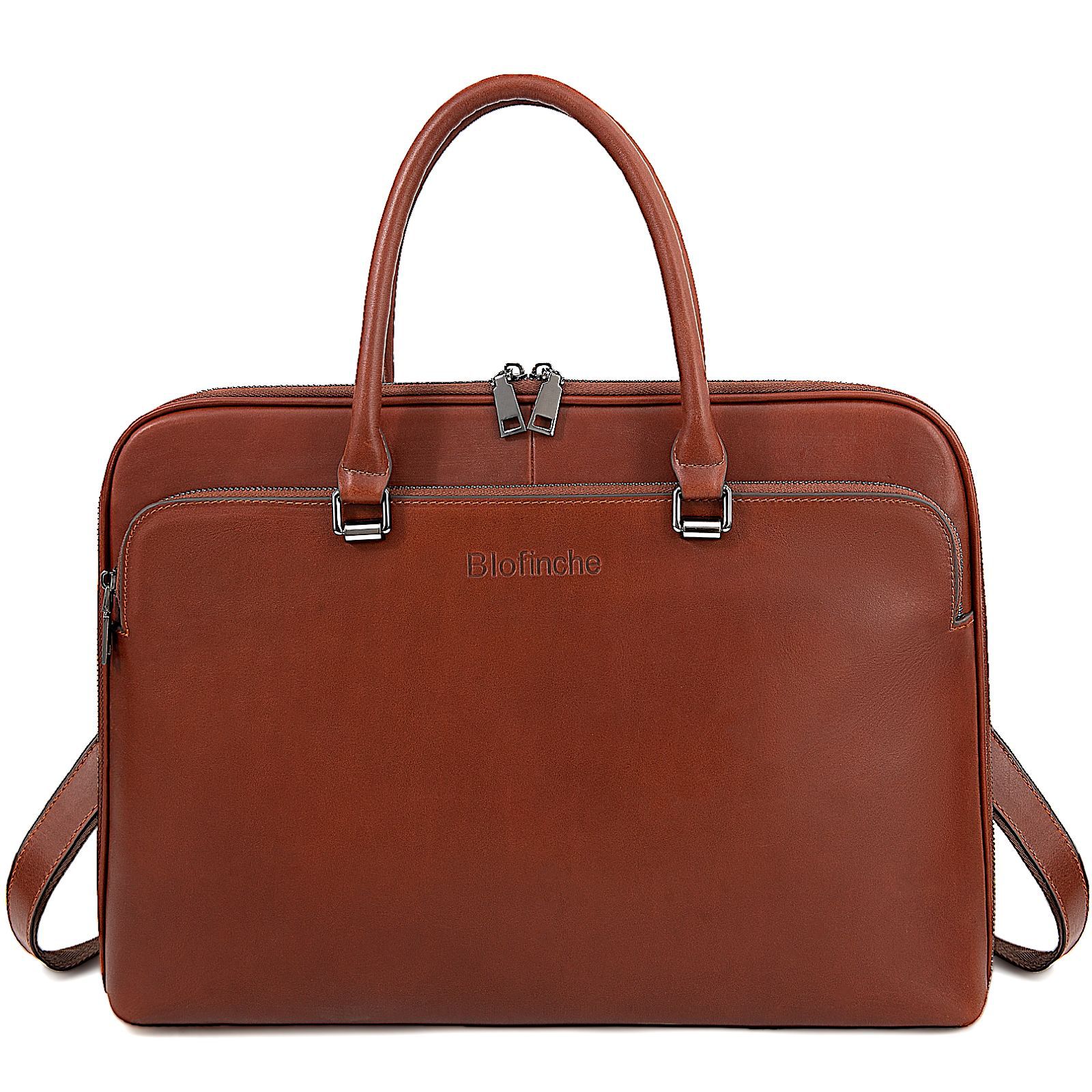 Men's Leather Briefcase Business Document Bag Large Capacity New Laptop Bag - Thumbnail 2