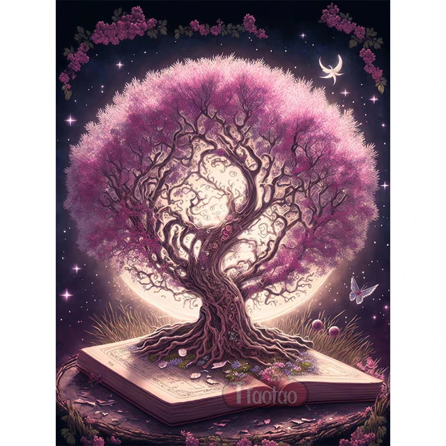 Pequeño libro rojo nuevo lleno de pintura de diamante árbol de vida DIY bordado de diamante pintura decorativa sala de estar fábrica de suministro transfronterizo al por mayor