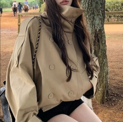 佳楠NNS Ac*e25秋季新款英伦风 设计感立领短款韩系风衣外套女