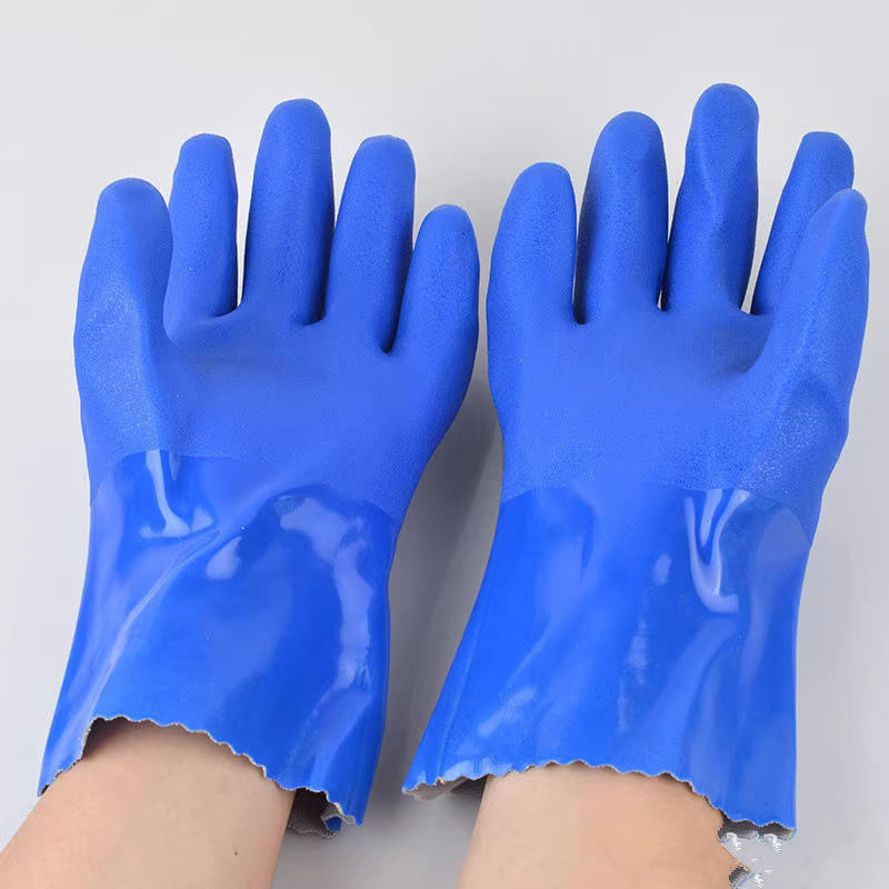 PVC, resistente al aceite, resistente a ácidos y álcalis, caucho industrial, antideslizante, grueso, anticorrosión, resistente al desgaste, impermeable, guantes de protección laboral al por mayor