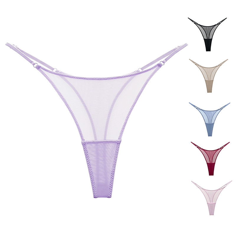 Wholesale 1803t European and American Style Mesh Sexy Thong with Thin Straps, See-Through Hot Erotic Plus-Size T-Pants for Women Cross-Border