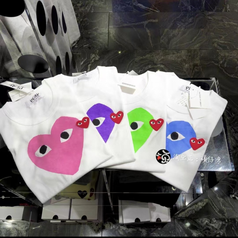 Kawajiu play2024 Summer Red Love Symbol Printed Short-sleeved Men's and Women's T-shirts Couple's Short-sleeved T-shirts