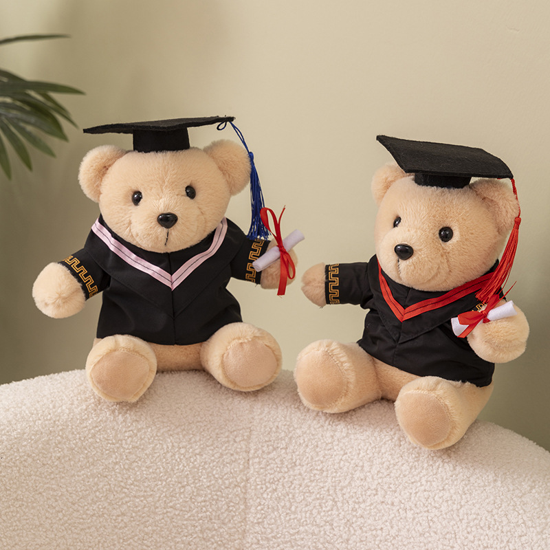 Doctor oso juguetes de peluche maestría uniformes de licenciatura muñecas osos regalos conmemorativos de graduación pueden agregar logotipo escolar