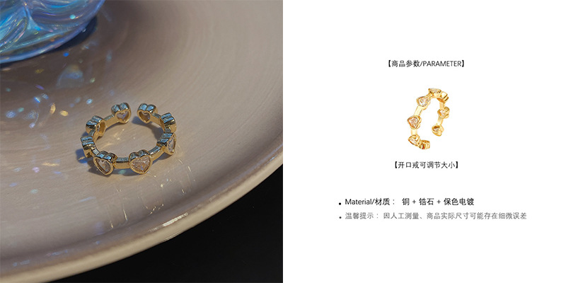 Fashion Geometric Copper Inlay Zircon Open Ring 1 Piece