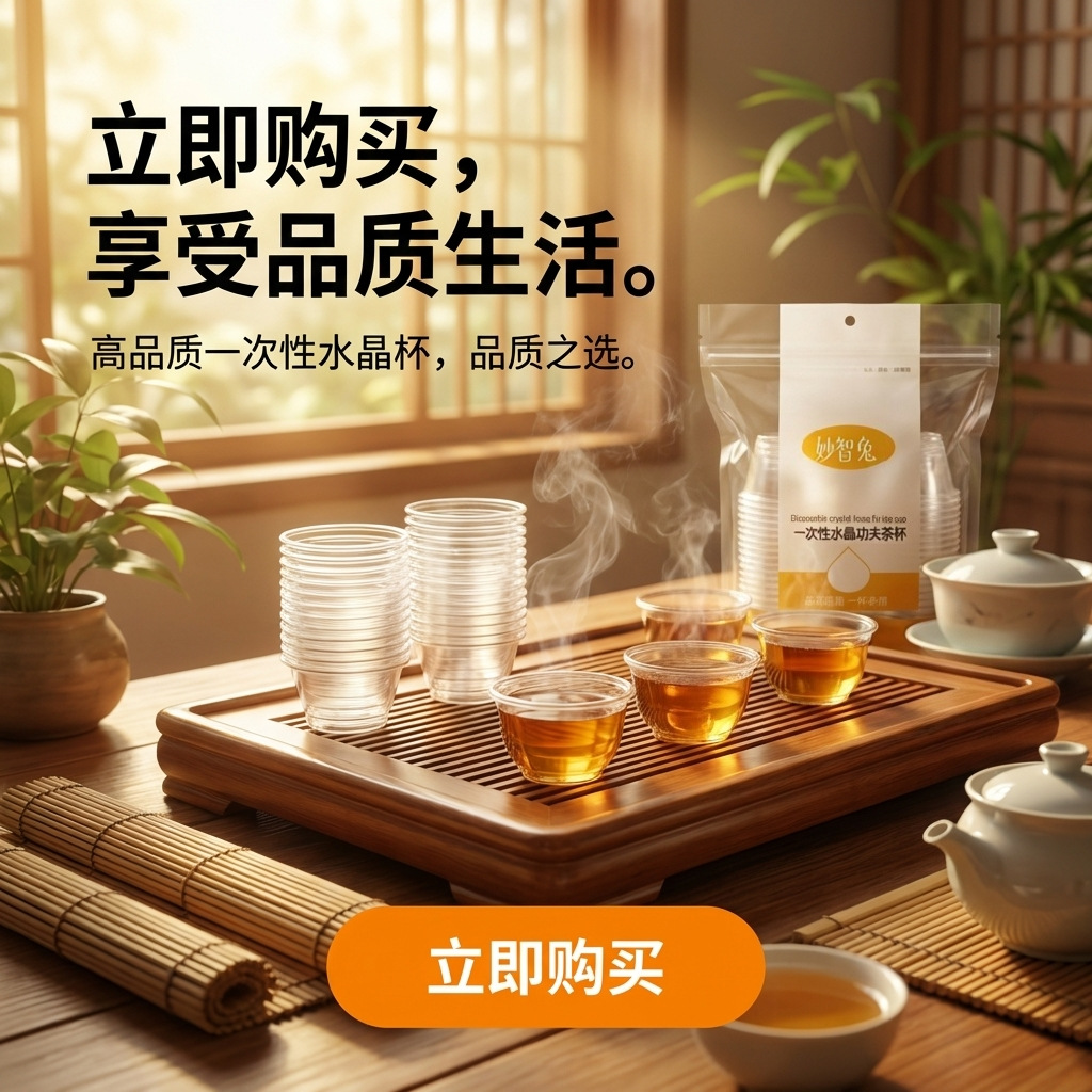 Miaozhitu Disposable Kung Fu Small Tea Cup 60ml Tea Tasting Cup High-End Hard Plastic Cup Wine Cup Household Transparent Small Cup