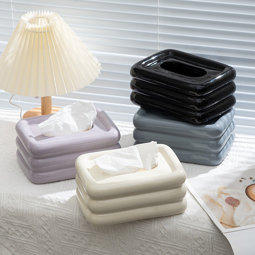 Creative Purple Ceramic Luxury Paper Towel Box for Home Living Room Desk High-End Decorative Paper Towel Holder Ornament Wholesale