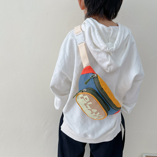 Japanese and Korean trendy boys' waist bags, fashionable and functional children's chest bags, design letter shoulder crossbody bags wholesale