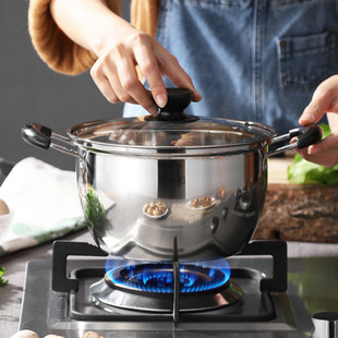 Thickened Stainless Steel Soup Pot Small Steamer Soup Pot Household Porridge Non-Stick Pot Milk Pot Gas Induction Cooker Wholesale
