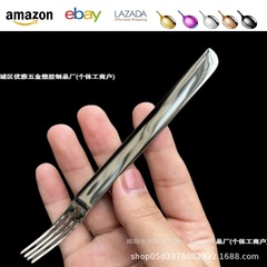 跨境304四齿水果叉1810不锈钢点心叉甜品叉子吃蛋糕叉水果叉