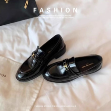 头层牛皮头层皮乐福单鞋女金扣同款凯旋门一脚蹬鞋懒人春小皮鞋