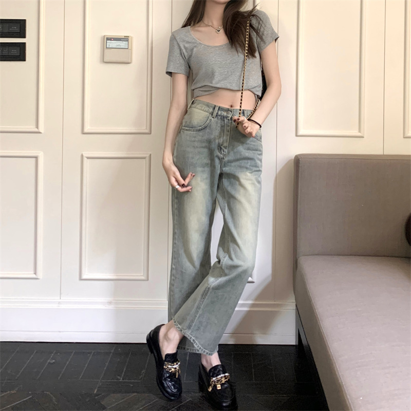 Women's cropped jeans with autumn design, WANANTONG Magila adjustable and distressed children's products