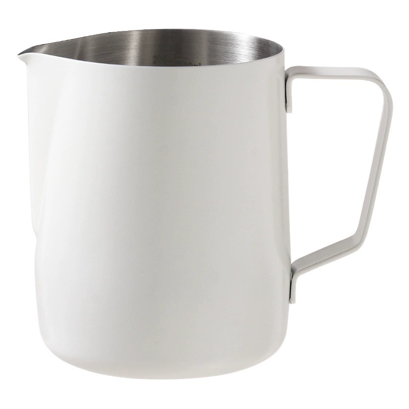 Оптовая Продажа с фабрики заостренный рот тянуть цветочный цилиндр утолщенная 304 кофейная тяга из нержавеющей стали Цветочная чашка со шкалой черно-белая молочная пузырьковая чашка