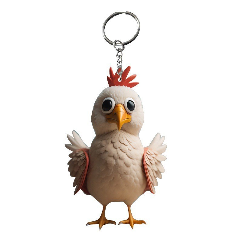 Nuevos productos transfronterizos de dibujos animados de Navidad pollo llavero colgante llavero accesorios mochila llavero regalo de cumpleaños
