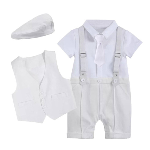 Baby boy gentleman's one-year-old christening dress European and American new boy's new one-piece romper one-piece children's clothing dress