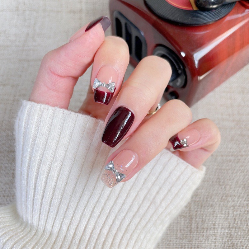 Purely Handmade Wearable Nails New Year's Cherry Red Manicure Patch Finished French Xiaohongshu Popular Fake Nails Purely Handmade Wearable Nails New Year's Cherry Red Manicure Patch Finished French Xiaohongshu Popular Fake Nails