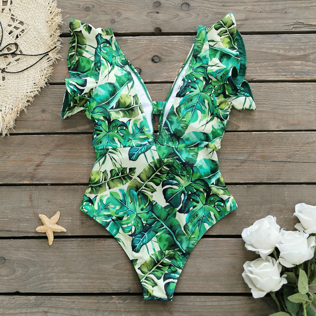 315g Weight Short Sleeve Sleeve Length Polyester Fabric Type Short Top Length One-pieces Tops Type 1 Piece Quantity Swimming Occasion V Neck Neckline Slim Fit Type Printing Pattern Women's Gender Vacation Style Women's Vacation Printing 1 Piece One Piece Swimwear 15