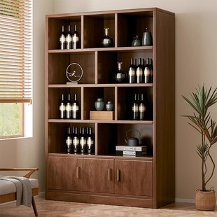 Solid Wood Ecological Board Wine Cabinet Wall Living Room Storage Display Cabinet Commercial Wine Rack 2024 New Household New Chinese Style