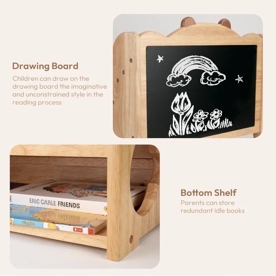 Estante de almacenamiento de libros de madera para niños, escritorio, libro de cuentos multicapa, estante de acabado de pintura, estantería de madera escalonada