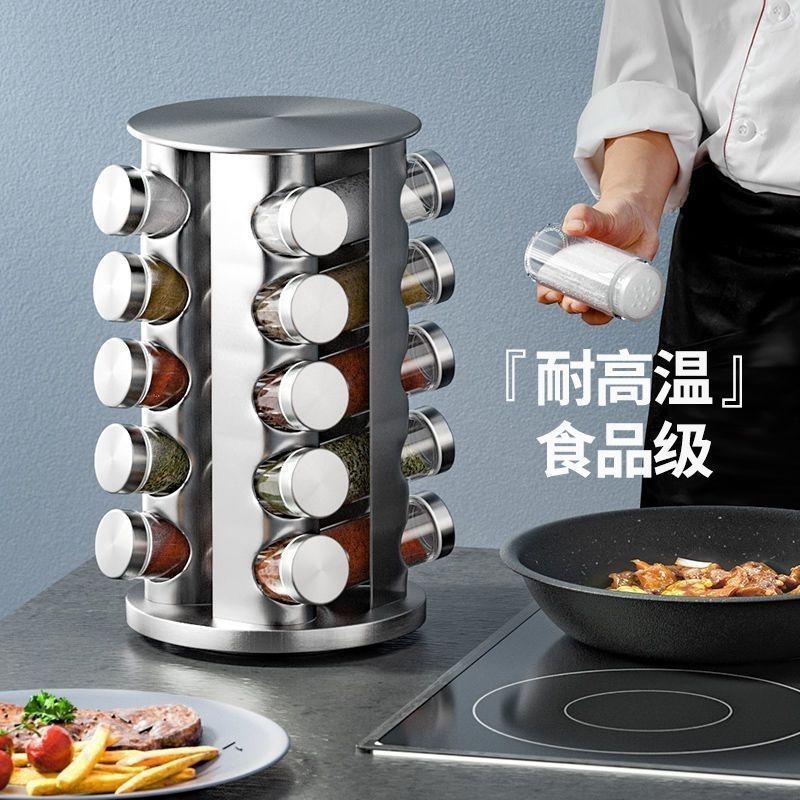 acero inoxidable multicapa espesa condimento giratorio rack para botella de condimento de cocina conjunto de artículos espesa