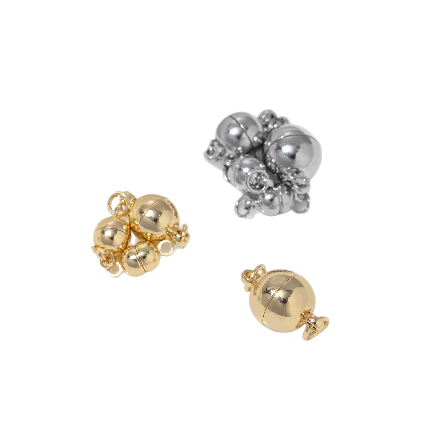 強力な色保持プラチナラウンドマグネットバックル 14 18K ボール磁気バックル diy ハンドネックレスジュエリー仕上げバックルアクセサリー