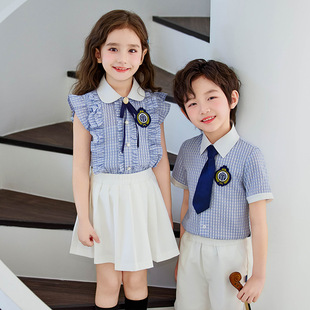 Primary School Student Class Uniform 2025 Summer Kindergarten Primary School Student Graduation Chorus Performance Uniform Kidsren's British Style Graduation Uniform
