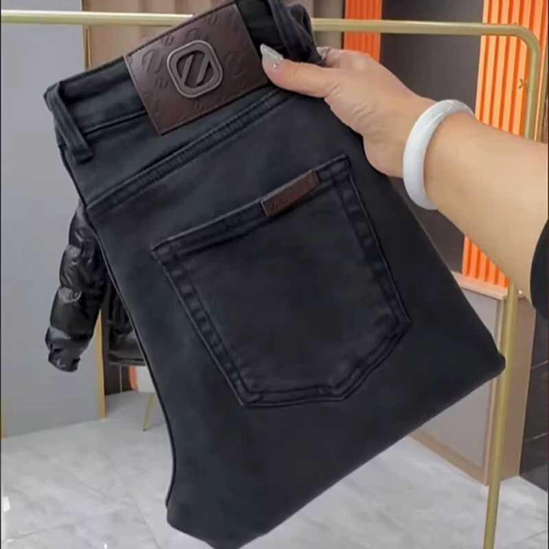 Европейские горячие джинсы мужские весенние и летние релаксации прилив красивый дымно-серый тонкий повседневные брюки