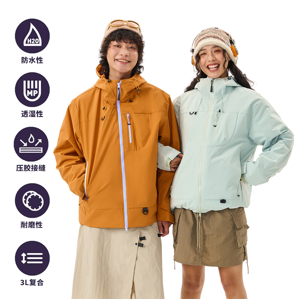 Outdoor Jacket for Women, Three-In-One Fleece Liner Two-Piece Set, Men's Windproof and Waterproof Hooded Jacket, Mountaineering Jacket for Women