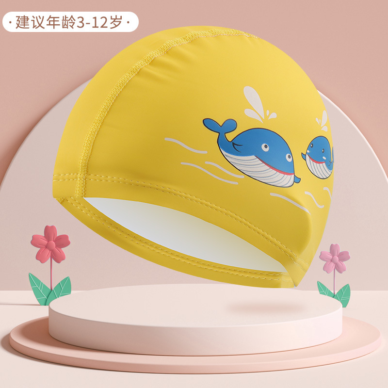 Gorro de natación para niños de dibujos animados lindo de estilo explosivo, protección auditiva impermeable cómoda, equipo de natación sin cabeza, gorro de natación profesional al por mayor