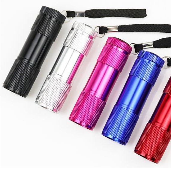 9LED紫光395紫外线手电筒验钞迷你九灯UV固化面膜荧光剂测试灯