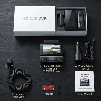 4-Lens 2.5K Ultra-High-Definition Driving Recorder with Driving recorder - front-camera-left-camera-right-camera-rear-camera-mobile-phone-interconnection-managers-pick